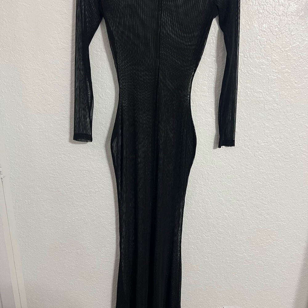 Good Time Women's Long  Cover-Up Size M Long Sleeves Dress Mesh Curvy # 343 NWOT